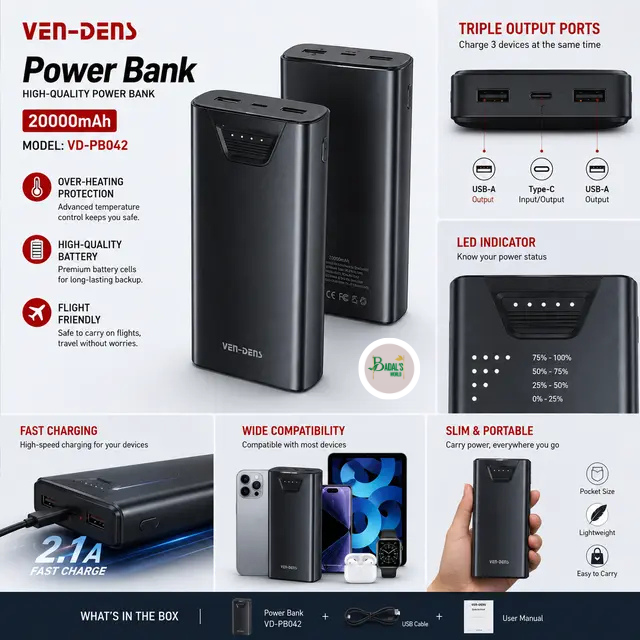 Ven-Dens 20000mAh Power Bank 🔋⚡