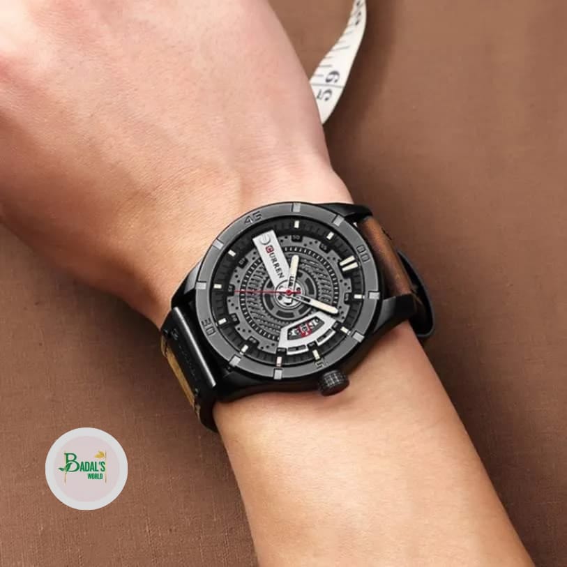 CURREN 8301 Watch Men Date Display Leather Creative Quartz Wrist Watches - Image 5